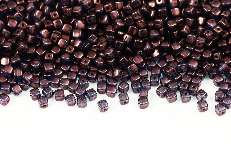 Cube 4×4mm Vega On Crystal 1-Hole Czech Beads