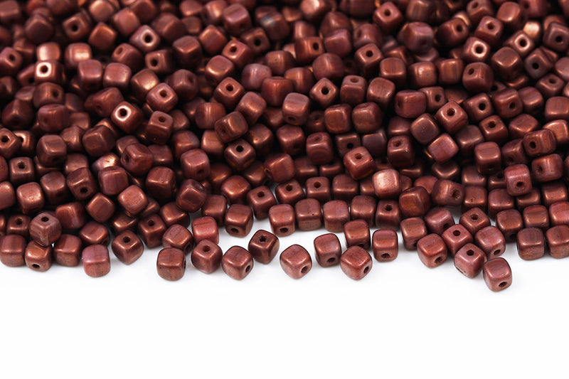 Cube 4×4mm Vega On Jujube Red 1-Hole Czech Beads