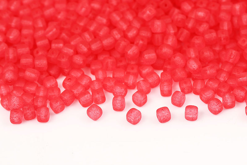 Cube 4×4mm Crystal Rose Matt Finish 1-Hole Czech Beads