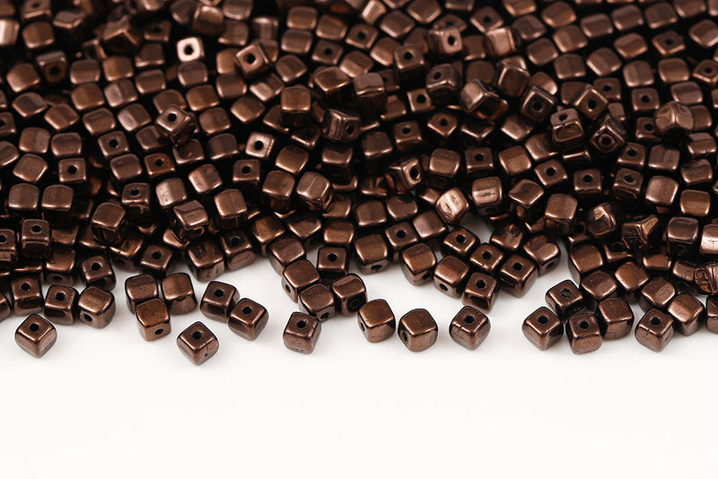 Cube 4×4mm Vega On Jet 1-Hole Czech Beads