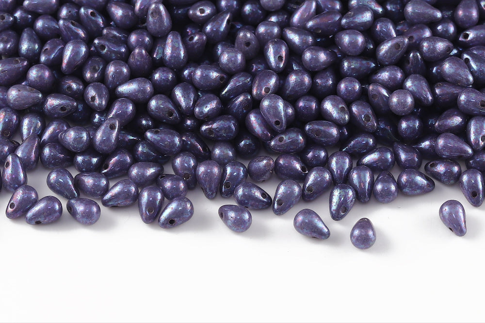 Drops 4×6mm Czech Glass Beads Col.Alabaster Nebula