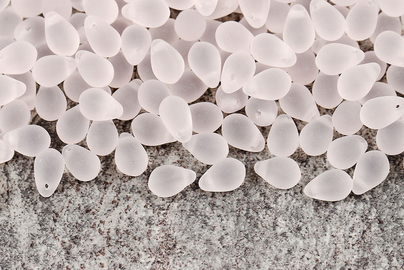 Drops 6×9mm Lt.Pink Matt Czech Glass Beads