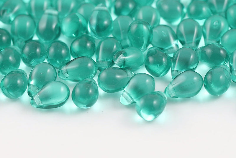 Drops 6×9mm Blue Zircon Czech Glass Beads
