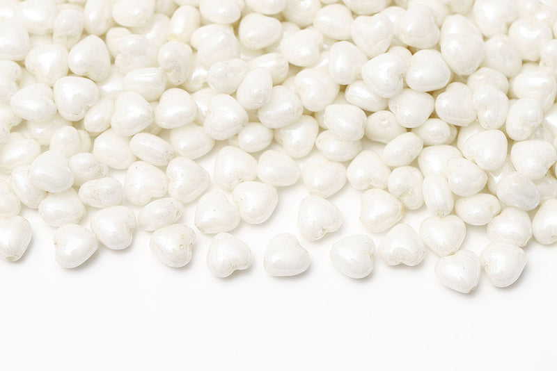 Heart 6mm Chalk Luster Czech Glass Beads