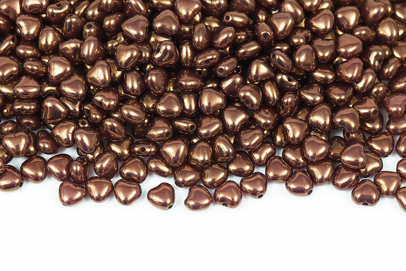 Heart 6mm Opal Peach Violet Luster Czech Glass Beads