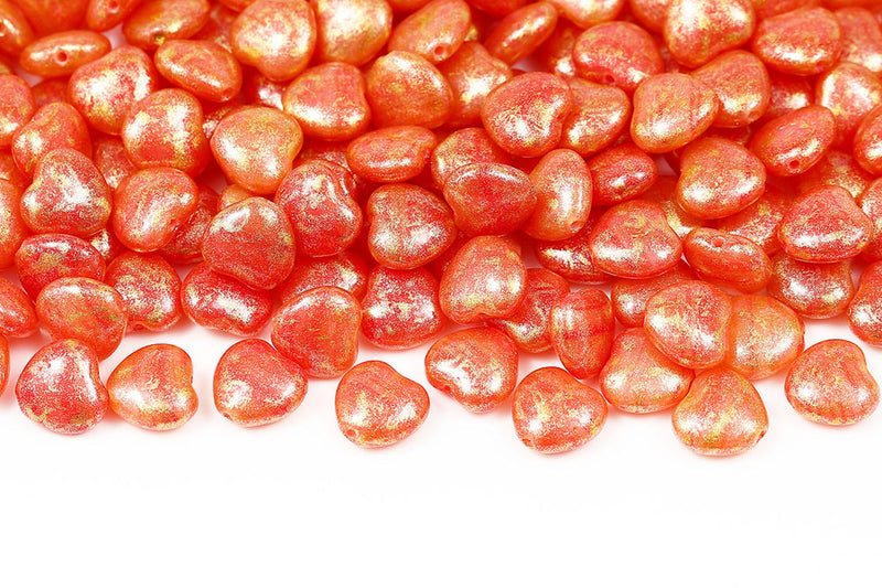 Heart 8mm Czech Glass Beads Col.R2932-34302