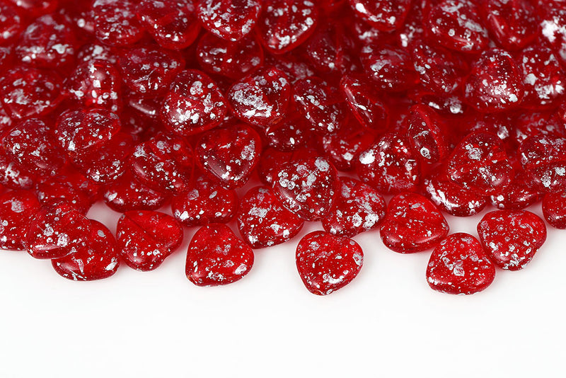 Heart 10mm Silver Splash Siam Czech Glass Beads