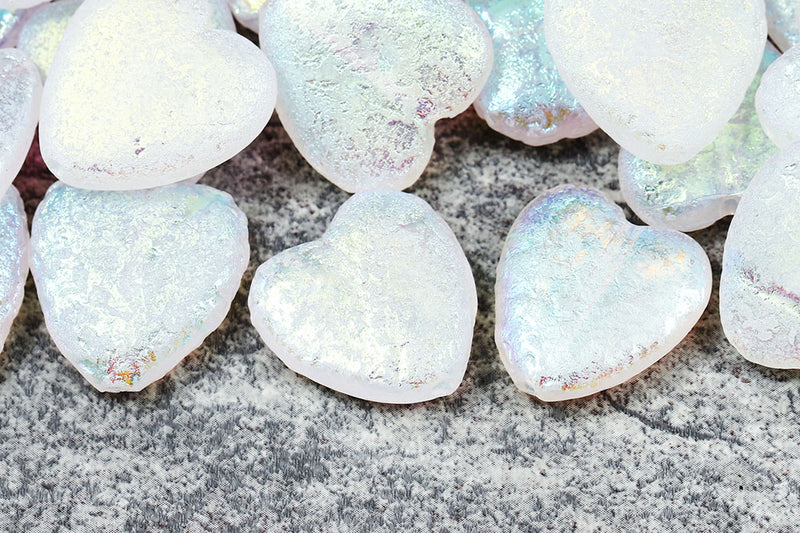 Heart 24×22mm Crystal AB Full Etched Czech Glass Beads