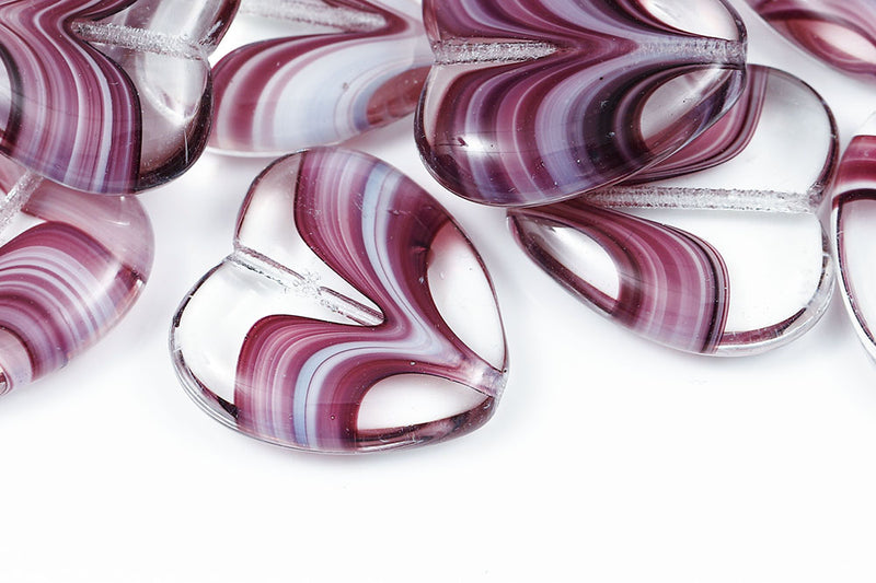 Heart 24×22mm Crystal Silk Purple Mixed Czech Glass Beads