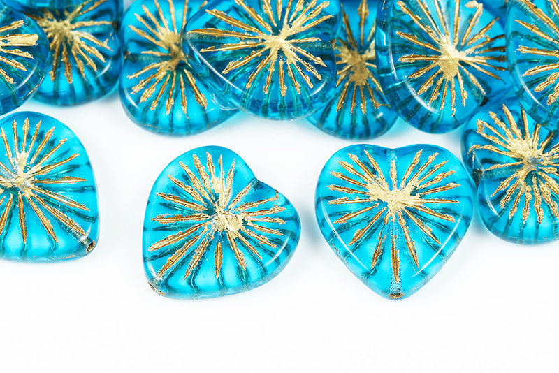 Heart 18mm Czech Glass Beads Col.60020-54302