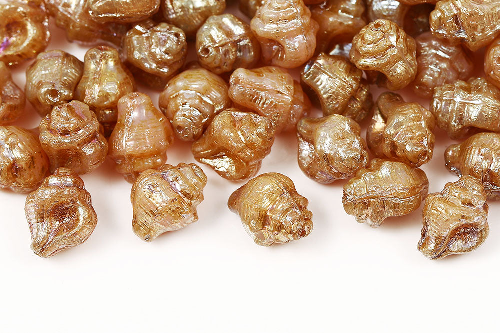 Conch 15×12mm Opal Pink Picasso 1-Hole Czech Beads