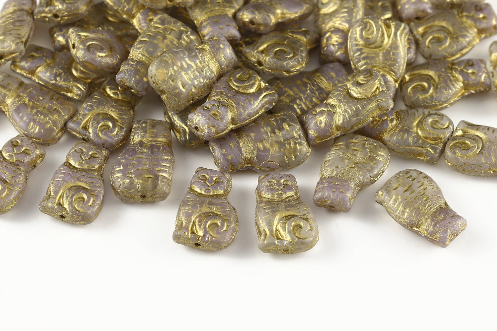 Cat 17×11mm Crystal&Amethyst With Gold 1-Hole Czech Beads