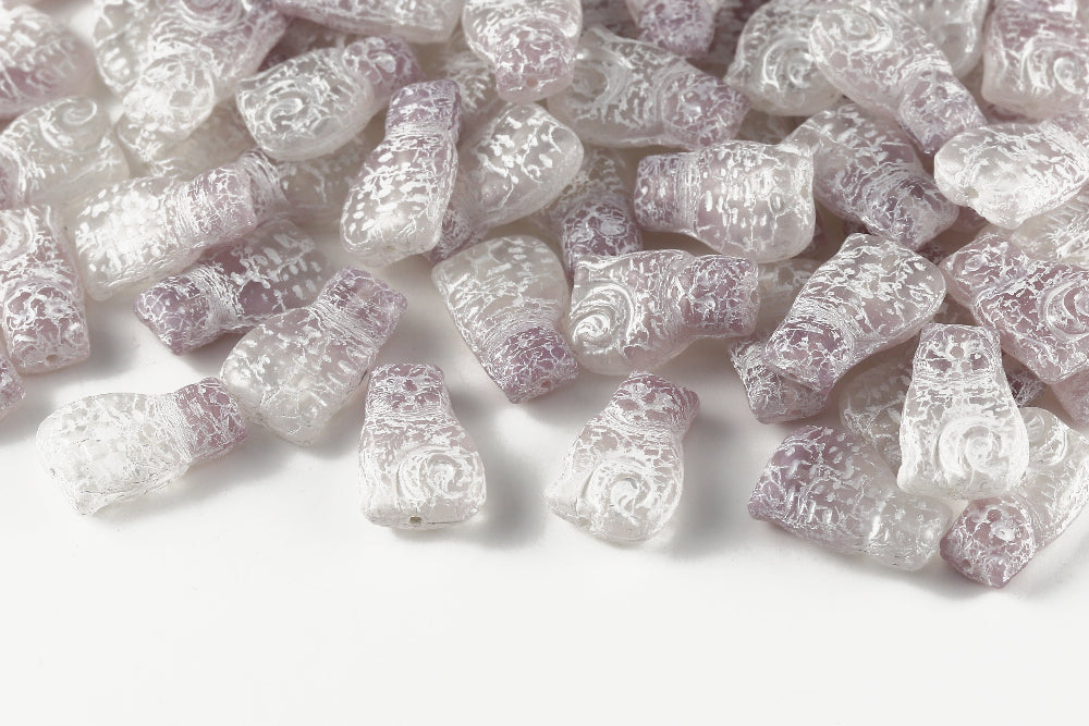 Cat 17×11mm Crystal&Amethyst With White 1-Hole Czech Beads