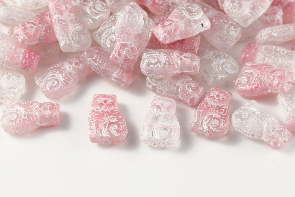Cat 17×11mm Crystal Rose Mixed With White 1-Hole Czech Beads