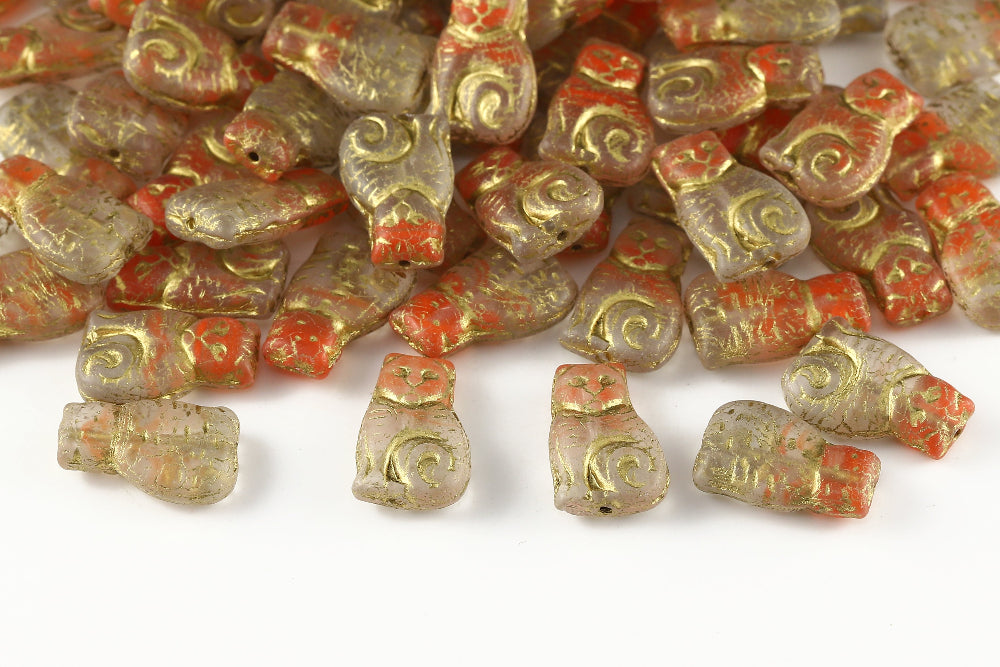 Cat 17×11mm Crystal Hyacinth Mixed With Gold 1-Hole Czech Beads