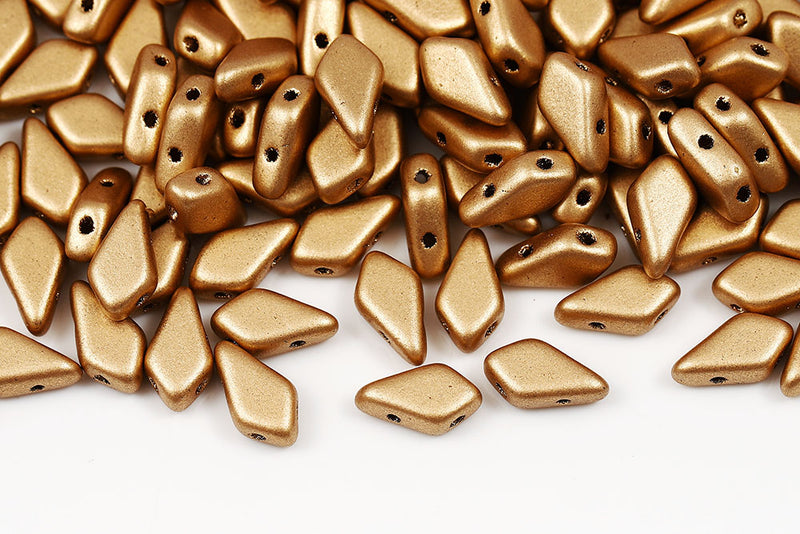 Kite 9×5mm Crystal Bronze Pale Gold 2-Hole Czech Beads