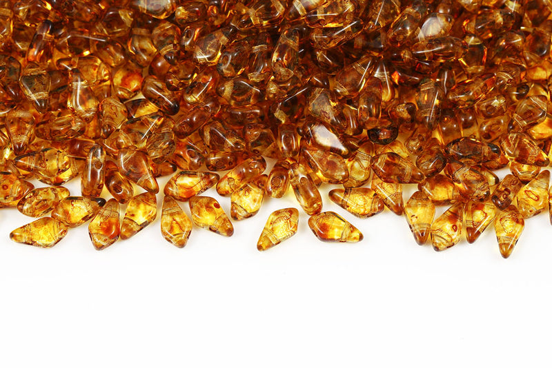 Kite 9×5mm Crystal Travertine 2-Hole Czech Beads