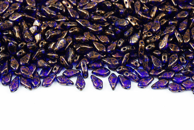 Kite 9×5mm Cobalt Blue Violet Terracotta 2-Hole Czech Beads