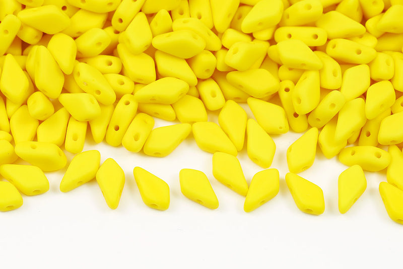 Kite 9×5mm Lemon Matt 2-Hole Czech Beads