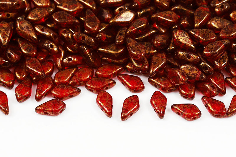 Kite 9×5mm Ruby Violet Terracotta 2-Hole Czech Beads