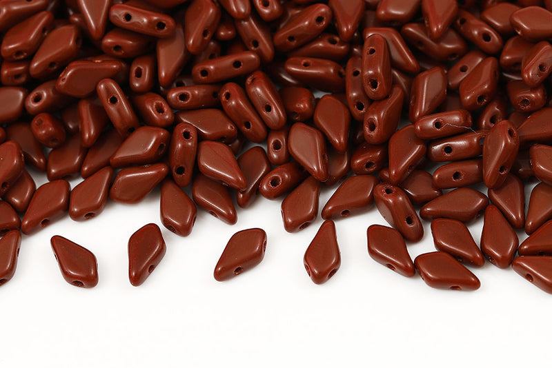 Kite 9×5mm Opaque Chocolate 2-Hole Czech Beads