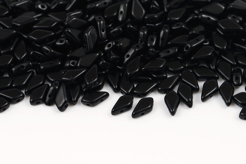 Kite 9×5mm Jet 2-Hole Czech Beads