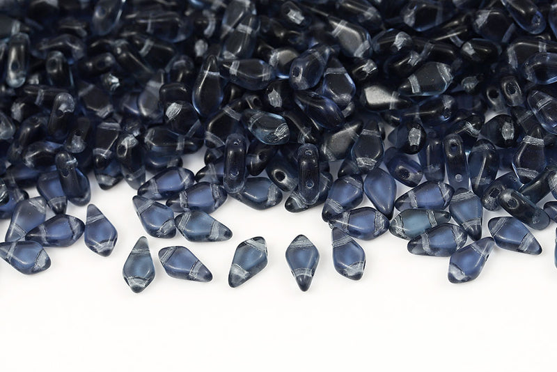 Kite 9×5mm Montana Sapphire 2-Hole Czech Beads
