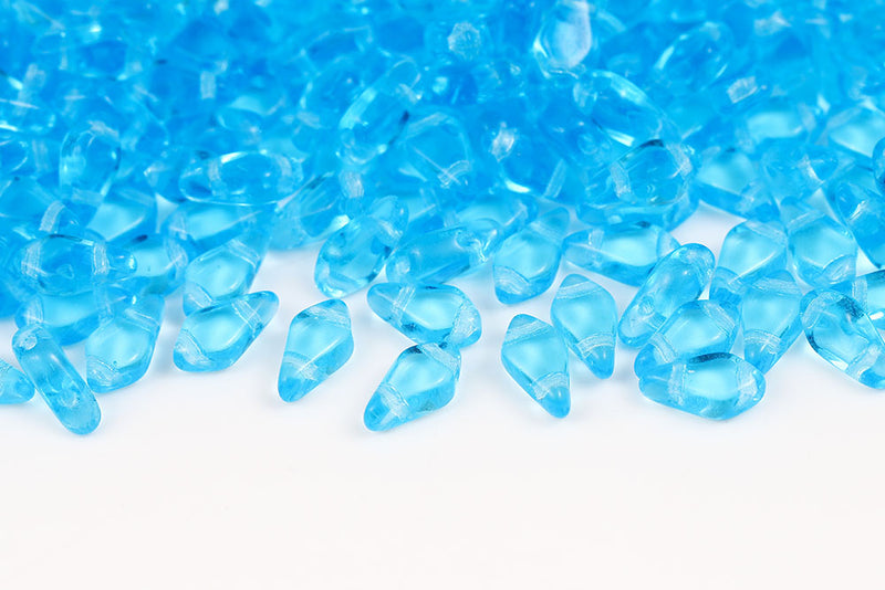 Kite 9×5mm Aquamarine 2-Hole Czech Beads