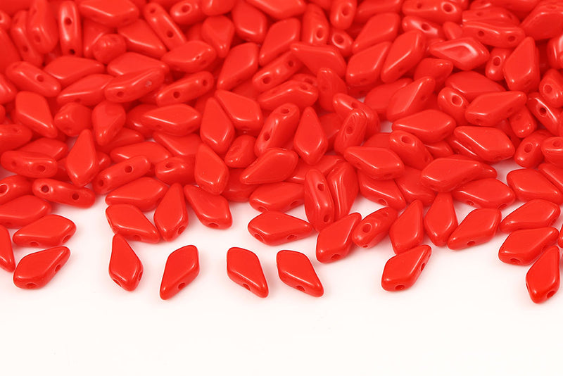 Kite 9×5mm Opaque Drak Red 2-Hole Czech Beads