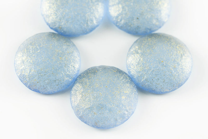 Cabochons 25mm Lt.Sapphire Gold Powder Etched Finish Nonporous Czech Beads
