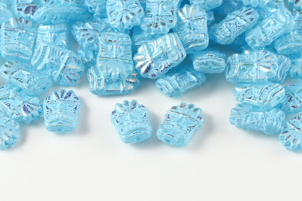 Mask 17×12mm Crystal AB Full With Blue 1-Hole Czech Beads