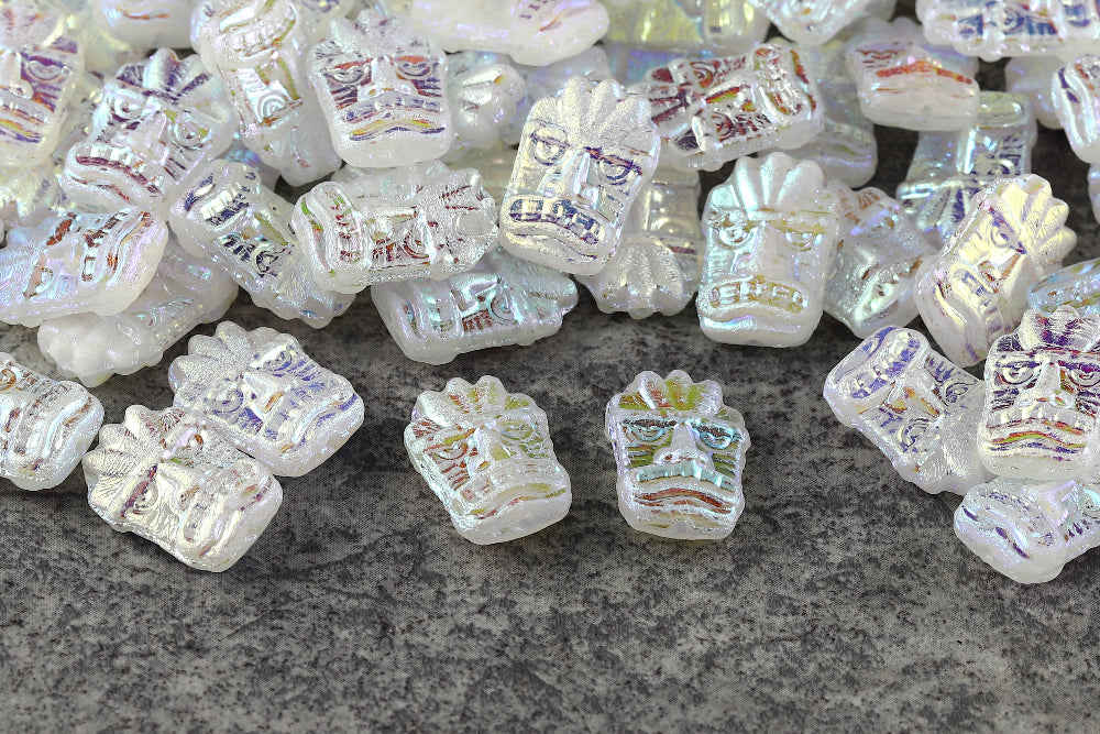 Mask 17×12mm Opal Aquamarine Mixed AB Full 1-Hole Czech Beads