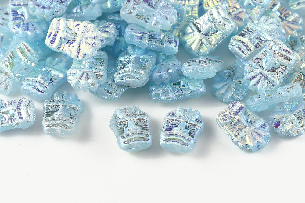 Mask 17×12mm Crystal Aquamarine Mixed AB Full 1-Hole Czech Beads