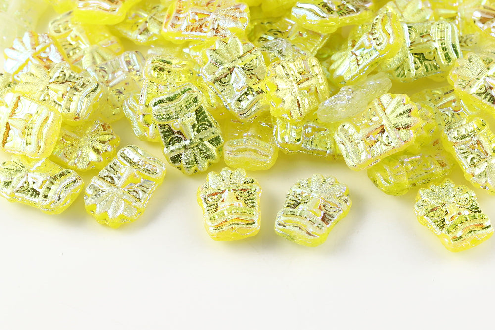Mask 17×12mm Crystal Acid Yellow Mixed AB Full 1-Hole Czech Beads
