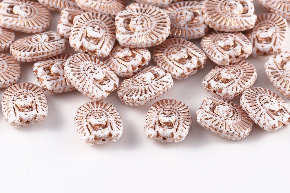 Indians 20×16mm Alabaster With Copper 1-Hole Czech Beads