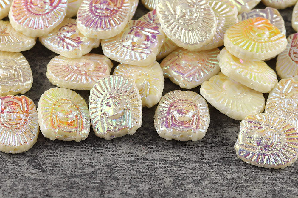 Indians 20×16mm Ivory AB Full 1-Hole Czech Beads