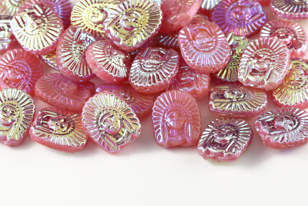Indians 20×16mm Opaque Rose AB Full 1-Hole Czech Beads
