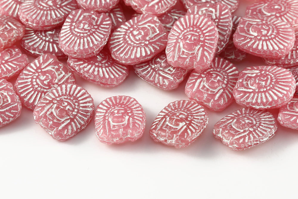 Indians 20×16mm Opaque Rose With White 1-Hole Czech Beads