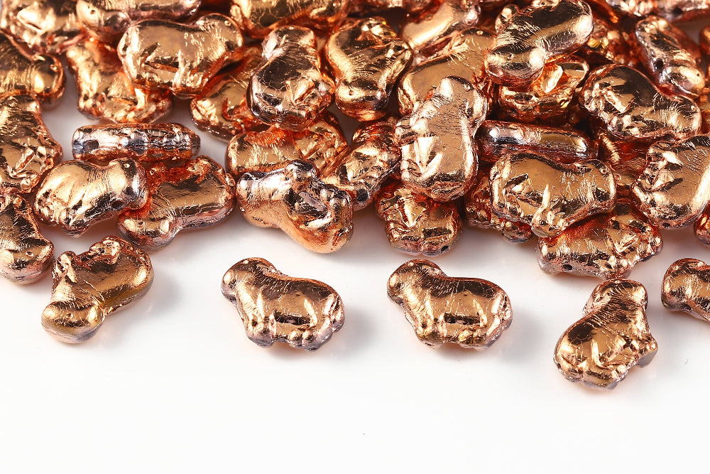 Sheep 15×11mm Crystal Capri Bronze Gold 1-Hole Czech Beads