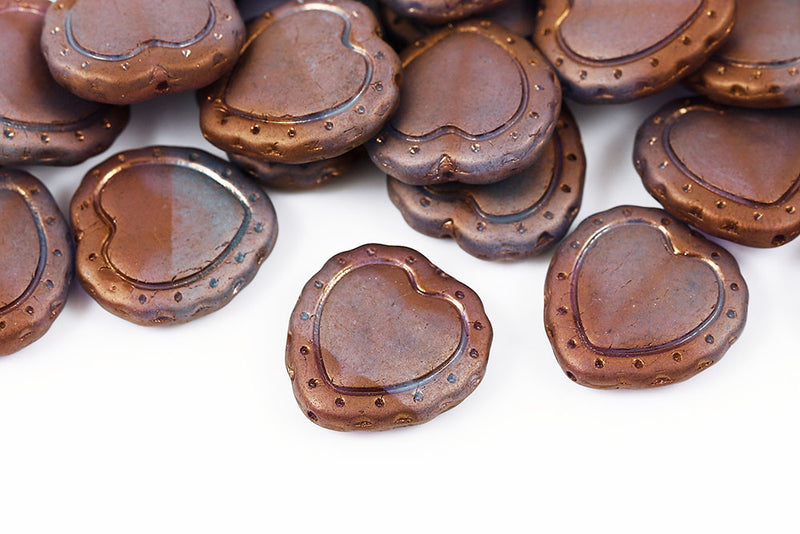 Heart 18×18mm Czech Glass Beads Col.56218-84100-14415