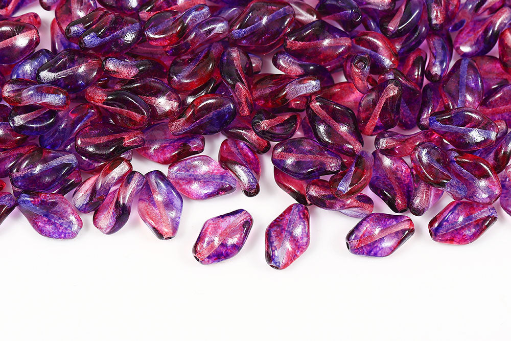 Curved Oval 14×9mm Crysta Rose Purple Mixed Finish 1-hole Czech Beads