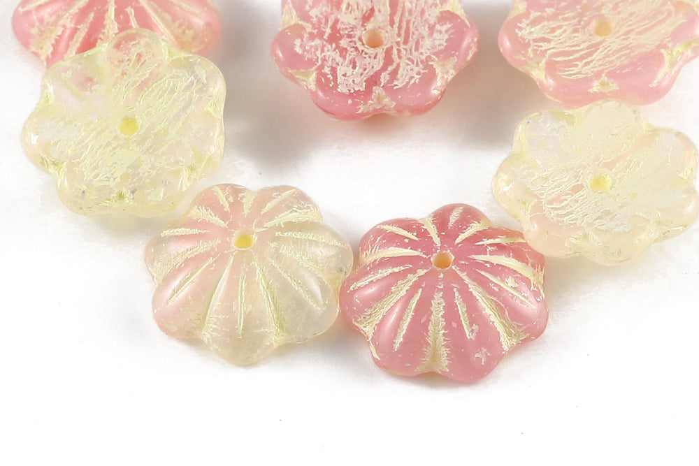 Bell Flowers 5×14mm Crystal Rose Mixed With Yellow 1-Hole Czech Beads