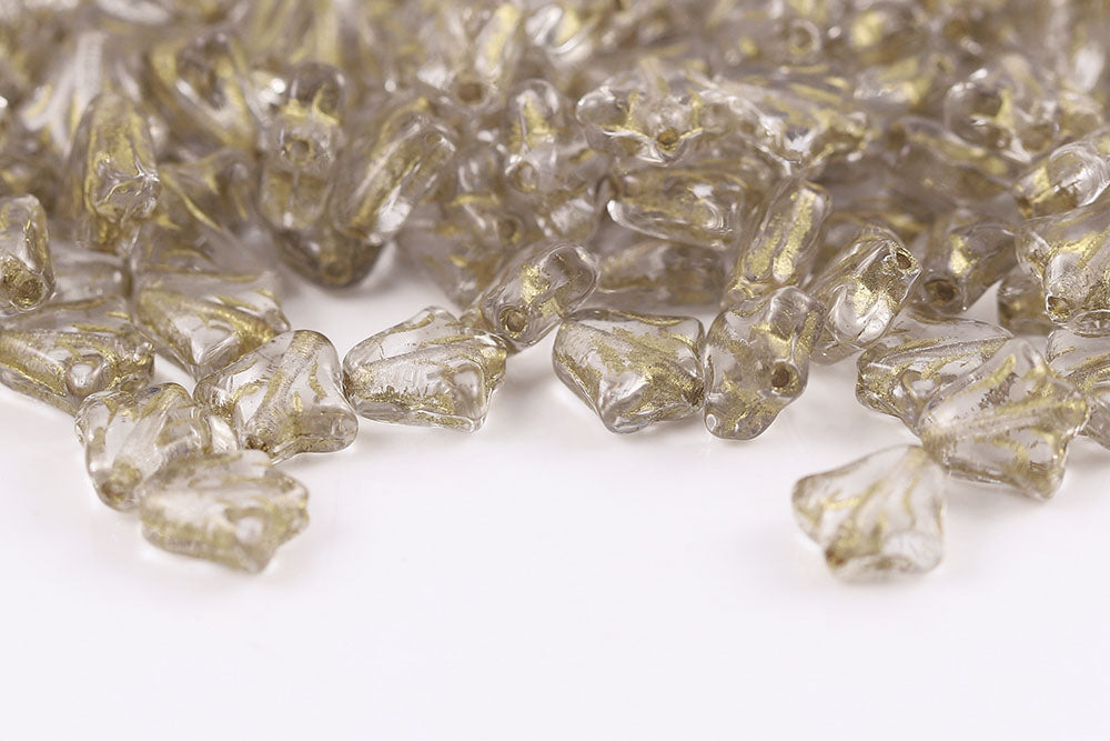 Lily 9mm Crystal With Gold 1-Hole Czech Beads