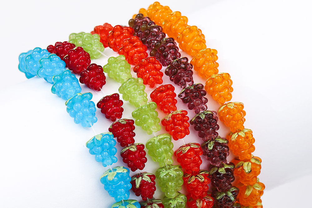 12mm Raspberry Lampwork Beads