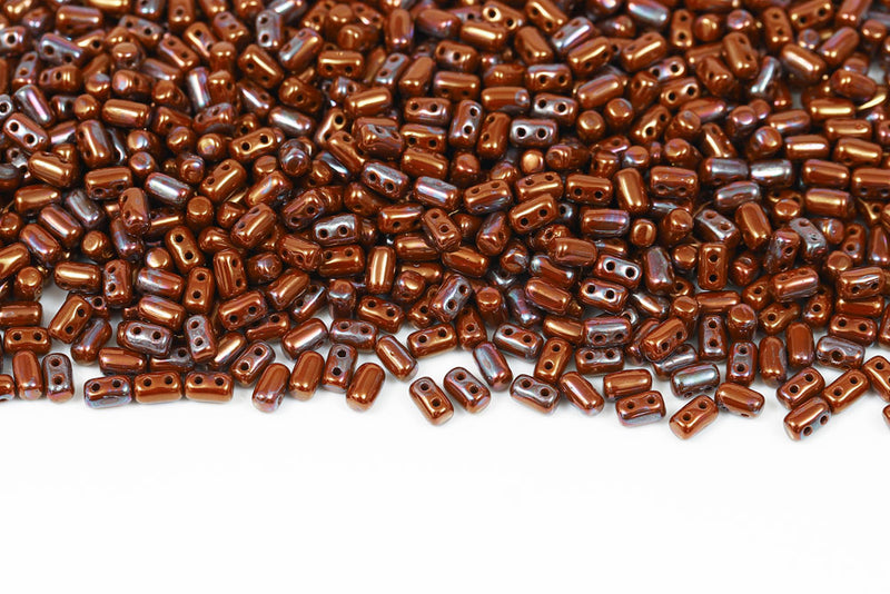 Rulla 5×3mm Opaque Chocolate Nebula 2-Hole Czech Beads
