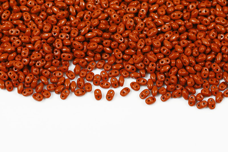 Miniduo 2×4mm Opaque Chocolate 2-Hole Czech Beads