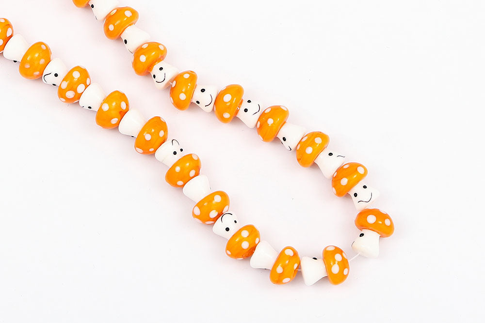 14mm Mushroom Man Lampwork Beads