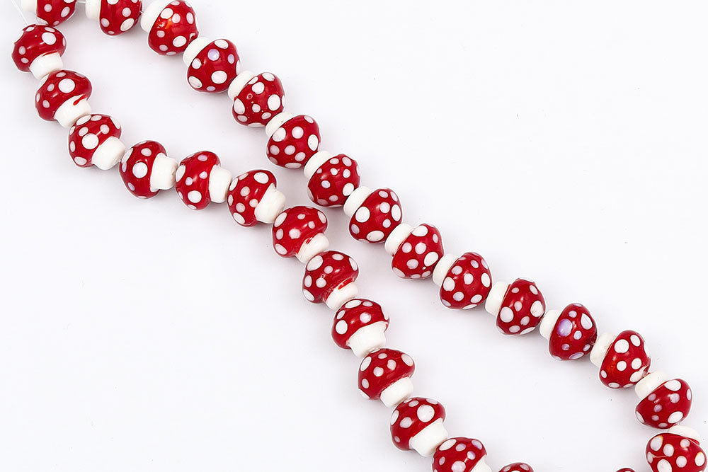 14mm Poisonous mushrooms Lampwork Beads
