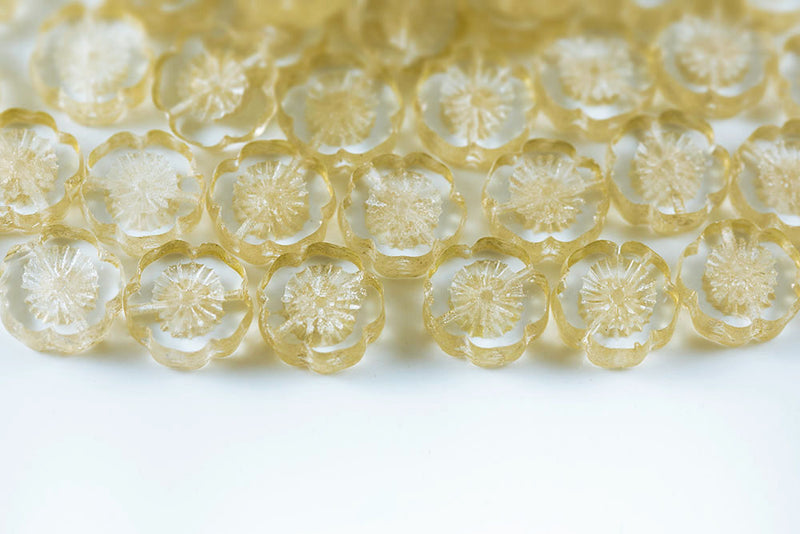 Hawaiian Flowers 14mm Silver Splash Crystal 1-Hole Czech Beads