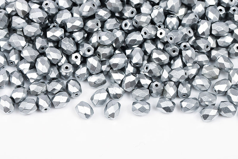 Firepolished Baros 6×5mm Crystal Vintage Aluminium Czech Beads